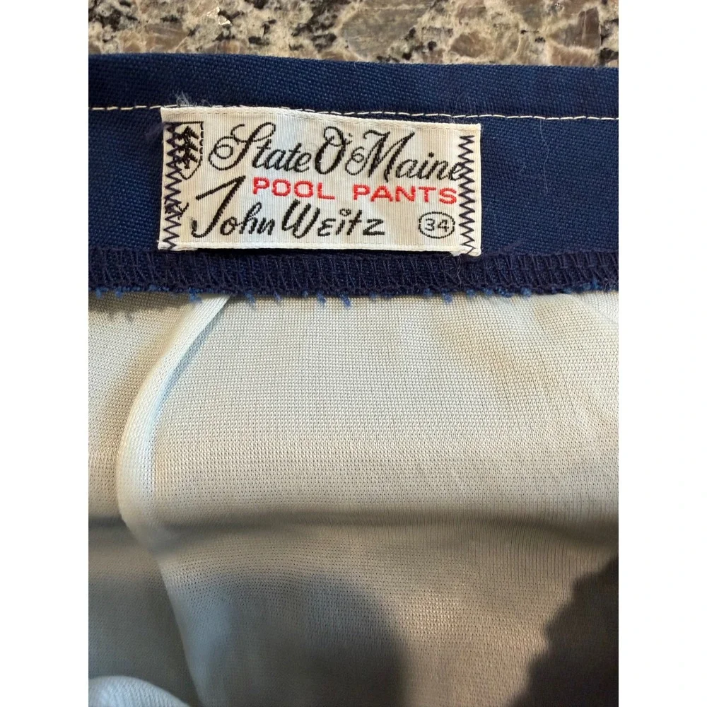 Vintage John Weitz State O Maine Pool Pants Mens 34 Navy Blue Swim Trunks Cargo